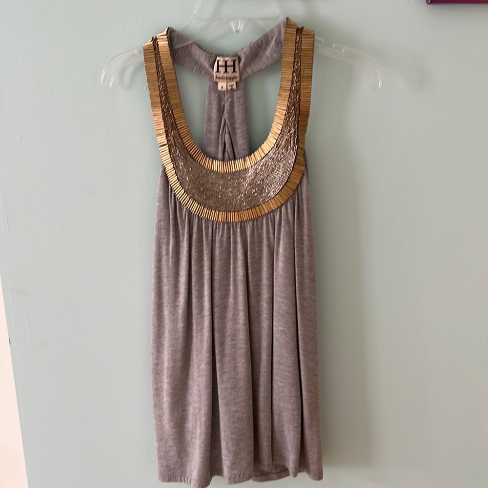 Haute hippie grey embellished top